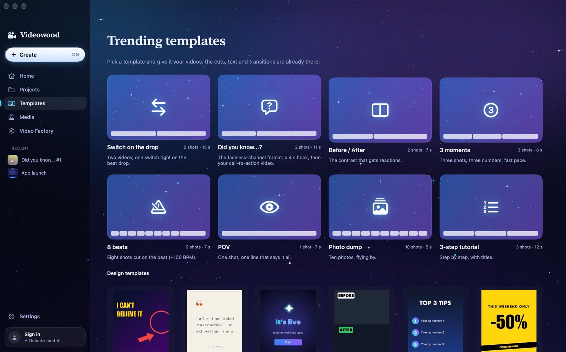 Videowood's trending templates